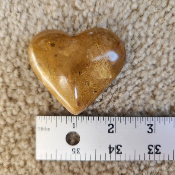 Peruvian Yellow Onyx Natural Stone Heart Rock Mineral Valentine - Picture 5 of 11